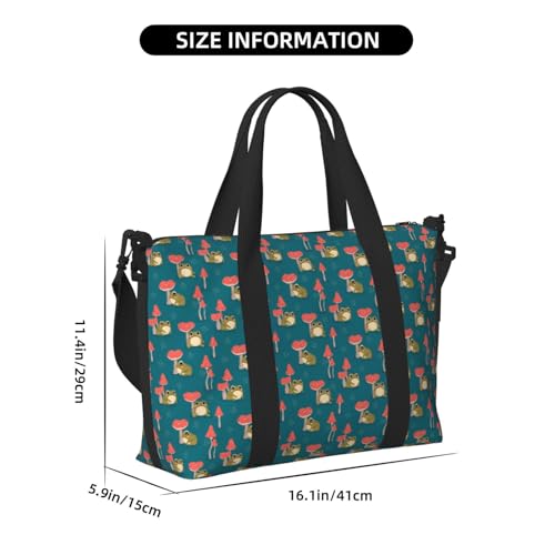 Laptop Tote Bag for Women Work - Frog and Mushrooms A Gym Bag for Women Men, Personal Item Crossbody Travel Bags Carry On, Overnight Weekender Bags for Women Travel2