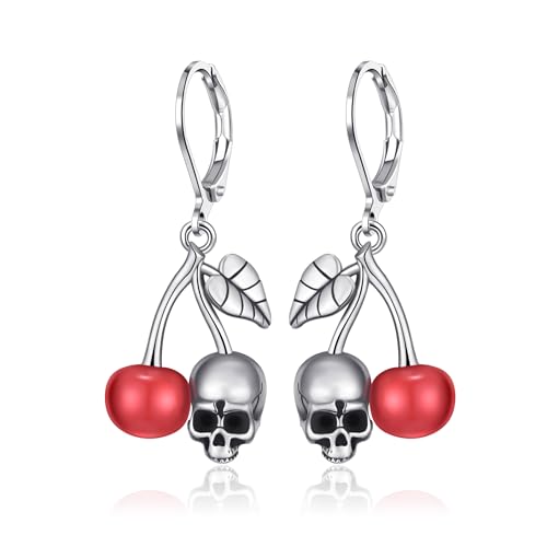 Gothic Skull/Bat/Skeleton/Anatomical Heart/Black Rose Earrings for Women Dangle Goth Jewelry Valentines Halloween Christmas Gifts for Women Men