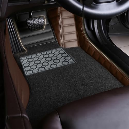 Image of Antiskid Combination 9D Car Mat Full Set for Tesla Model Y 2025 | Luxury Leather Dual-Stitch Full Set 9D Car Floor Mat || 100% Waterproof & Washable||Color: Black HY-Coffee