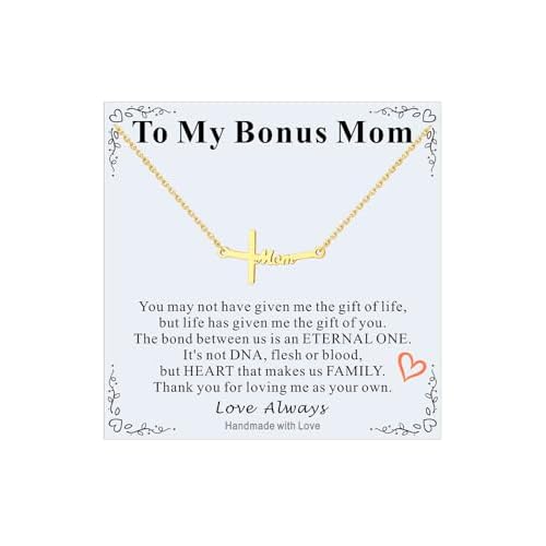 FaithHeart Stainless Steel Small Mom Cross Necklace for Women - Silver/Gold Dainty Faith Christian Pendant Necklaces with Message Card, Religious Jewe