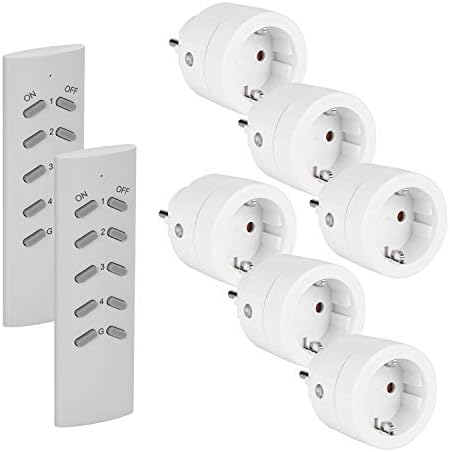 SEC 24 Funksteckdosen mit Fernbedienung,3680 Watt Funksteckdose | Programmierbar,6 Steckdosen mit 2 Fernbedienung,für Innen Weihnachtsschmuck und Haushaltsgeräte