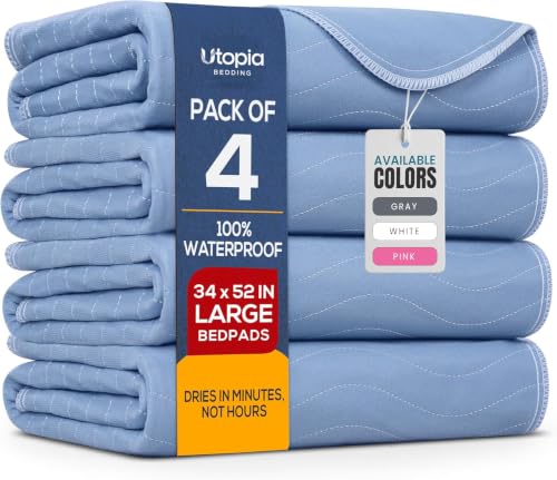 Image of 4 Pack Waterproof Reusable Heavy Absorbency Incontinence Bed Pads 34 inchx52 inch