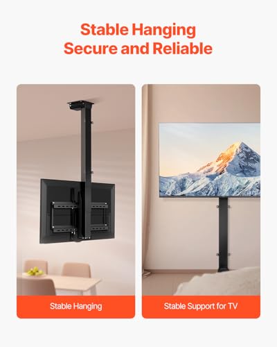 Image of VEVOR Motorized Ceiling TV Mount, TV Wall Mount for 32 to 55 Inch TV, Electric Adjustable Ceiling TV Mount, Motorized Flip Down TV Mount Bracket with Max VESA 24 x 16 in, Fits TVs Up to 120 lbs