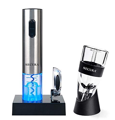 Secura Electric Opener, Foil Cutter, Wine Aerator, Automatic Electric Wine Bottle Corkscrew Opener