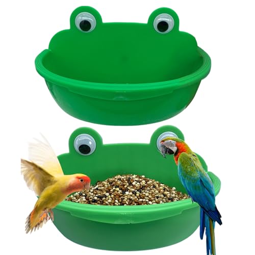 Ancsttu Bird Dishes for Cage - Indoor Cage Bird Feeder - Splash-Proof Parrot Watering Feeding Dish for Macaw Lovebirds, Parakeet Bathing Container