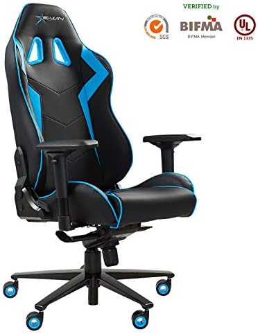 Ewin Gaming Chair 4D Armrests Memory Foam PU Leather with Headrest Lumbar Support Ergonomic High-Back Racing Computer Office Chair Champion Series Blue