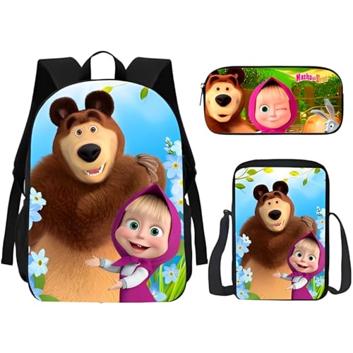 Kit Mochila Com Lancheira E Estojo Escolar Infantil Volta as Aulas Marcsha Desenhos E Séries