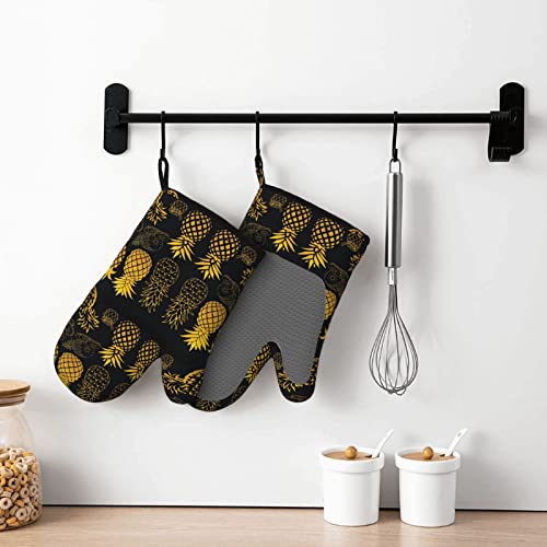 Nelife Pineapple Oven Mitts And Pot Holders Sets Of 2,Resistant Recycled Infill Silicone Non-Slip Bbq Gloves For Kitchen,Cooking,Baking,Grilling #TOP5