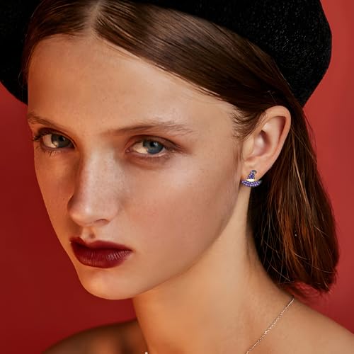 MUYAN Small Halloween Earrings for Women Cute Purple Witch Hat Stud Earrings Halloween Costume Party Jewelry2