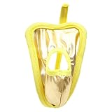 Agoky Herren sexy G-String C-String Wetlook Reizwäsche offener Schritt Männer Bikinislip Badehose mit Penisringe Erotik reizvoll Unterhosen Gay sexy Underwear Gelb D Einheitsgröße