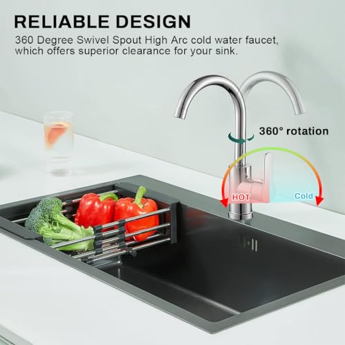 Image of HASTHIP 360 Swivel Mixer Faucet with Water Pipe, High Arch Kitchen Sink Tap, Tap for Wash Basin, Modern Faucet for Kitchen Sink or Bathroom Vanity Basin