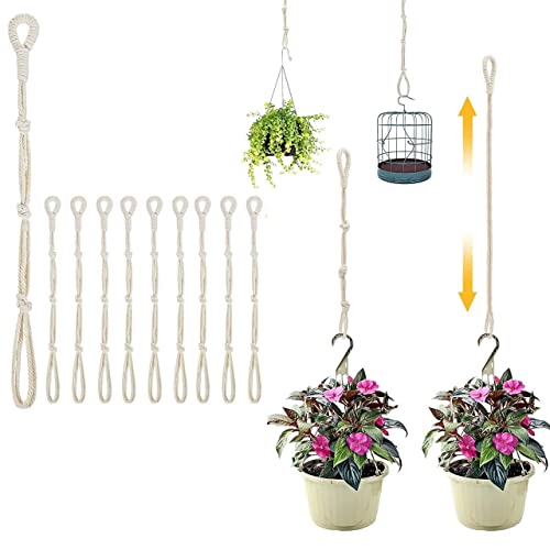 Image of ecofynd 25 inches Cotton Plant Hanger Extender Rope, Morden Hanging Planters Extender, Hanging Plant Pot Holders (Pack of 10), Ivory