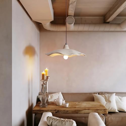 FEWDSCA Wabi Sabi Moderno Colgante Luz Cemento Arte Lámpara Crema Dormitorio Colgante Luz Gris Luminaria Ajustable Sala de Estar Restaurante Cocina Bar