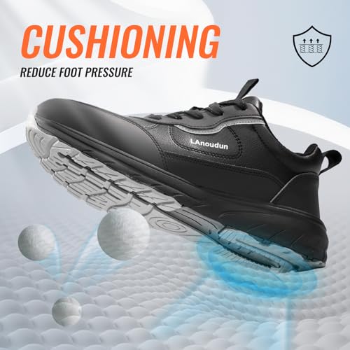 Image of Steel Toe Shoes for Men, Lightweight Safety Work Shoes, Breathable Puncture-Resistant Work Shoes for Warehouse, Factory and Light Construction