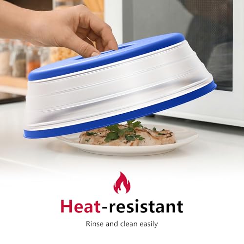 Image of WVM Microwave Splatter Cover Vented for Food with Hook Hole, Splatter Guard & Colander Kitchen Gadget for Food, Meal Prep, Blue, M(11 inchx3.26 inch)-Pack of 1