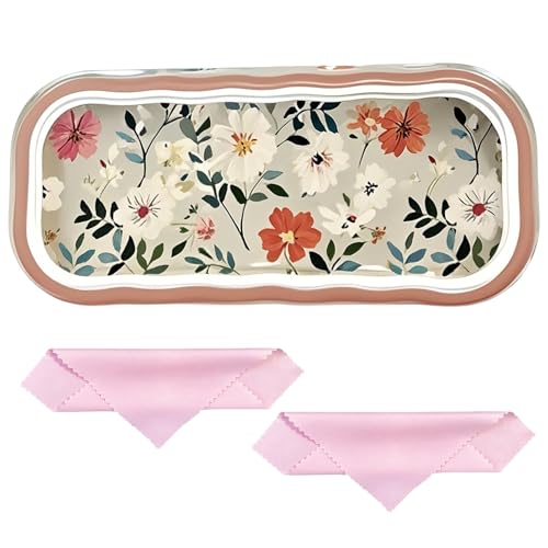 CasaPopz Glasses Case Hard Shell, Clear Flower Eyeglass Case, Cute Floral Holder for Sunglasses and Reading Glasses