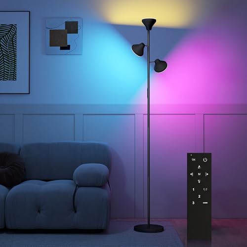 HOMCOM Lampadaire LED RGB 36W lampadaires sur pied salon dimmable