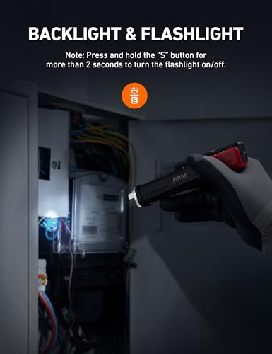 astroai vts1000h voltage tester with screwdriver non-contact electrical tester dual range ac 12v70v-1000v live wire test wire breakpoint finder audible alarm lcd percentage display red