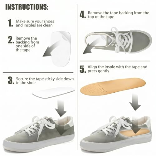 Image of Chunful 6 Pairs Heel Shoe Tape for Shoes Insole Sticky Inside Shoes Double Sided Shoe Tape for High Heels and Flats to Keep Feet from Slipping One Size Fits Almost All