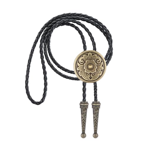 Image of GelConnie Native American Bolo Tie Rodeo Cowboy Leather Necktie Western Necklace Costume Accessories for Men,Women