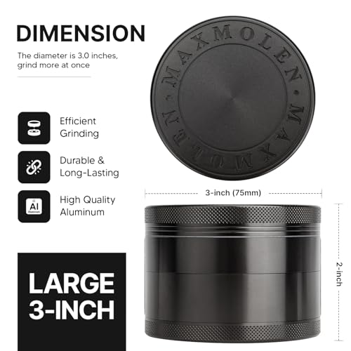 Dual Purpose 3" Inch Large Spice Dual Grinder, Including Fine Grind Plate & Medium Standard Grind Plate - Image 5