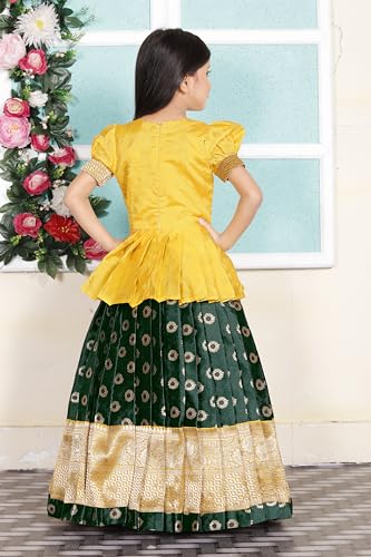 Image of FELIZ THE DESIGNER STUDIO Girls Jecquard Silk Lehenga Choli Readymade Yellow 9 Years-10 Years