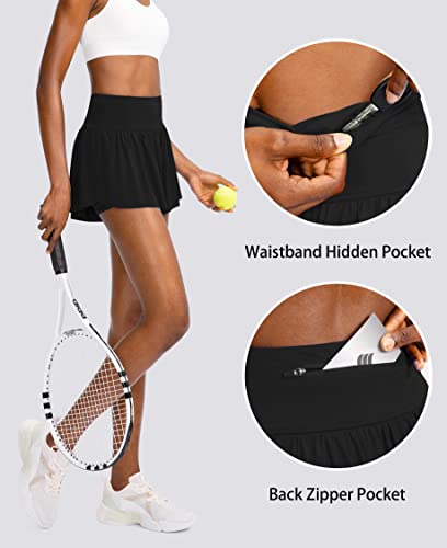 Flowy Running Shorts for Women with 4 Pockets 2 in 1 High Waisted Women's Butterfly Workout Athletic Tennis Skirt Shorts4