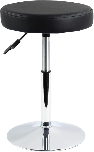 FURWOO Round Step Stool PU Leather Height Adjustable Shop Stool Swivel Counter Stool Office Stool Chair SPA Salon Stool Pedicure Stool Tattoo Stool Small Black