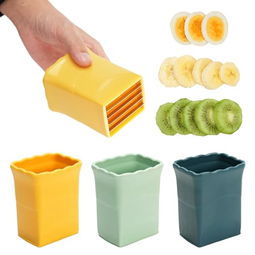 Image of Hundop 3 Pack Cup Slicers Banana Slicers Egg Slicers, Yellow