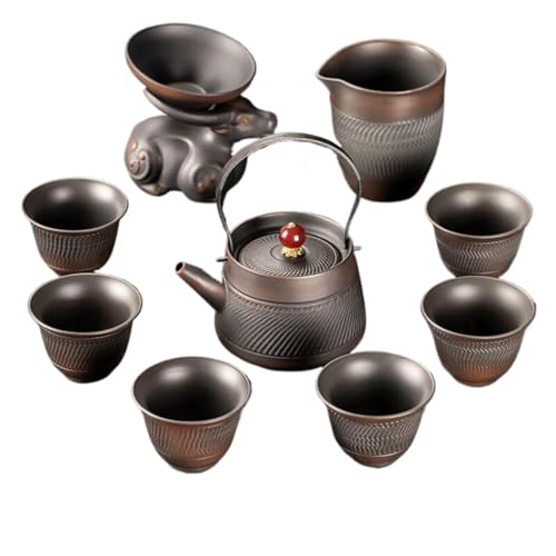Service à thé Gongfu Chinois en poterie violette style rétro avec couvercle