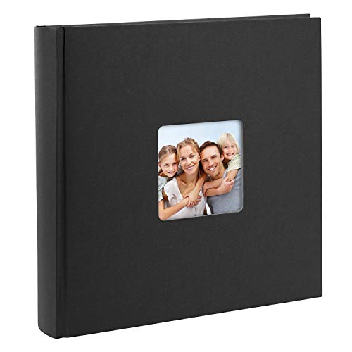 goldbuch 31093 fotoalbum Living, herinneringsalbum met uitsnijdingen voor foto's, fotoboek met 100 crèmewitte pagina's met pergamijn scheidingsbladen, fotoalbum om in te plakken in linnen look, ca. 30x30 cm, zwart - Image 3