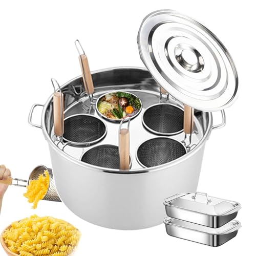 Máquina Comercial para cocinar Pasta - con 2 bandejas para Hornear, ollas para Pasta y ollas para Caldo - con 5 cestas coladoras insertables, Cocina de Acero Inoxidable P