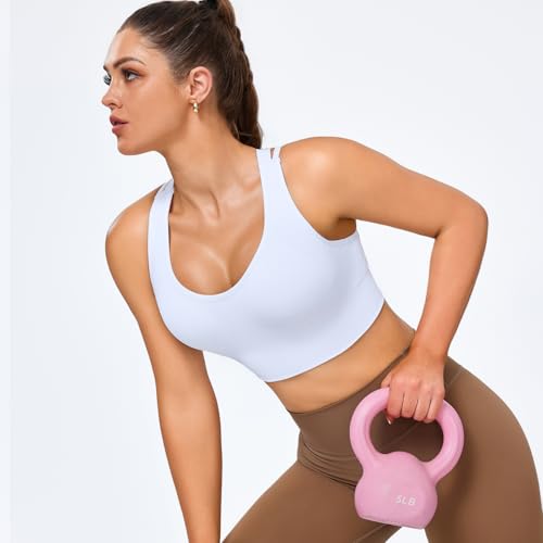 Image of BLUELILY Sports Bra for Women Medium Support Criss Cross Strappy Bras Seamless Padded High Impact Yoga Athletic Exercise Bras