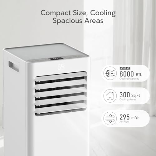 8,000 BTU Portable Air Conditioner for 350 Sq. Ft. with Remote Control and Installation Kit