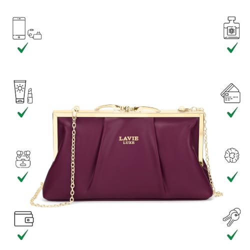 Image of Lavie Luxe Women's Pleato 2-Compartment Frame Cross Body Sling Bag | Ladies Purse Handbag | Gift for Women