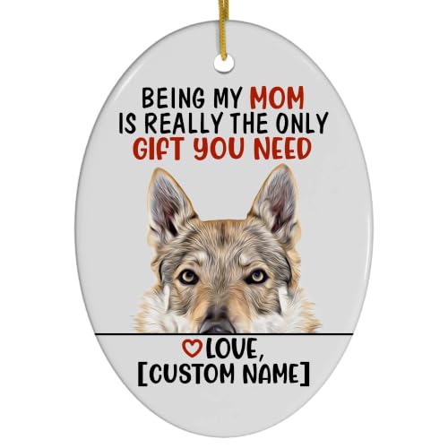 Sable Czechoslovakian Wolfdog Ornament Oval, Personalized Name