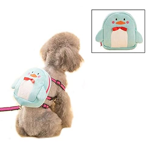 Stock Show Pet Dog Cartoon Backpack Harness with Leash, Puppy Dog Cute Animal Back Pack Saddle Bags with Lead Leash for Dog Outdoor Training Walking, Blue Cover