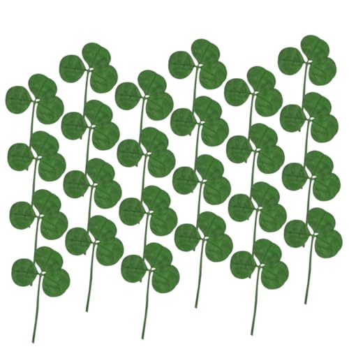 Hojas de trébol prensado secas verdes para manualidades 24 pcs miniatura 1