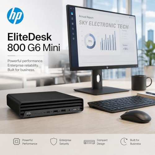 HP EliteDesk 800 G6 Mini PC Desktop Computer PC, Six-Core i5-10500T, 16GB DDR4 RAM, 512GB SSD, WiFi, Bluetooth, 4K Support, Windows 11 Pro (Renewed) - 1