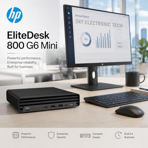 HP EliteDesk 800 G6 Mini PC Desktop Computer PC, Six-Core i5-10500T, 16GB DDR4 RAM, 512GB SSD, WiFi, Bluetooth, 4K Support, Windows 11 Pro (Renewed)