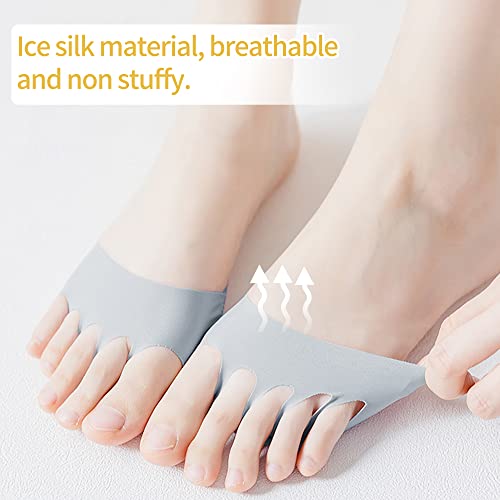 Image of SooGree Honeycomb Fabric Forefoot Pads, Invisible Metatarsal Socks Pads,Reusable Forefoot Pads Ball of Foot Cushions for Relieving Foot Fatigue (3 Pairs Beige+1 Pair Black+ 1 Pair Gray)