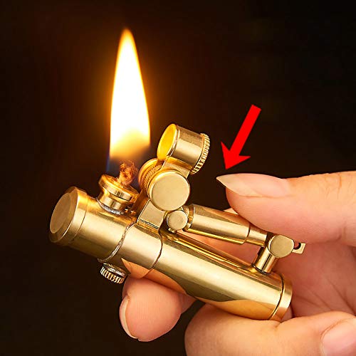 Vintage Antique Lighter,Cool Lighters For Smoking,Reusable Trench Kerosene Cigarette Lighter,Handmade Brass Lighter For Men Dad Husband (Gloden) #TOP1