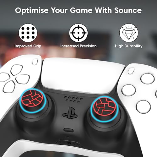 Image of Sounce PS5 Controller Thumb Grip Cap - 4PCS Non-Slip Silicone Joystick Covers | Rocker Button Protective Thumbstick Grips Compatible with PS5, PS4, Xbox Series X /S, Xbox One, Switch Pro & More