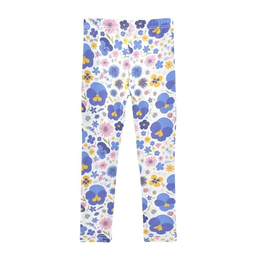 KLL The Garden Tricolor Pansy Flower Toddler Baby Girl Cotton Leggings Casual High Waisted Yoga Pants Sports2