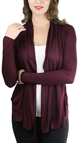 Image of ToBeInStyle Womens Open Front Long Sleeve Lightweight Asymmetrical Draped Cardigan with Side Pockets
