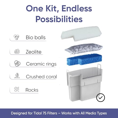 Image of Tidal 75 Filter Maintenance and Replacement Filter Media Kit, Including Gokul Brands Aquarium Filter Media Bags (Tidal 75 Polishing Pads, Foam Filter Sponge, Matrix Bio Media)