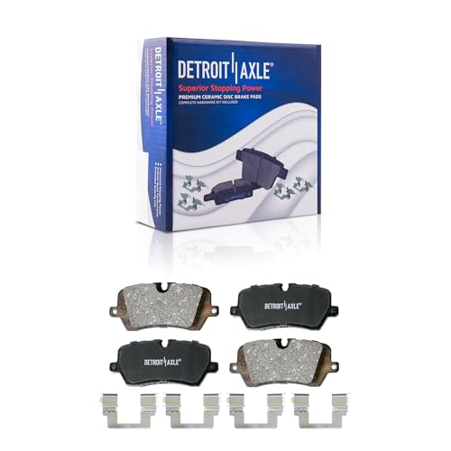Image of Detroit Axle - 3.0L Brake Kit for Land Rover Range Rover Sport Discovery | Drilled Slotted Disc Brake Rotors Ceramic Brake Pads Replacement 14.17 inch inch Front & 13.78 inch inch Rear Rotor