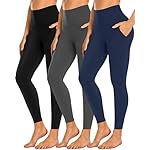 NEW YOUNG 3 Pack Leggings with Pockets for Women,High Waisted Tummy Control Workout Yoga Pants