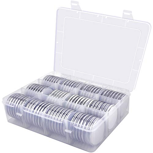 Image of 84 Pieces 46 mm Coin Capsules, with Foam Gasket and Plastic Storage Box