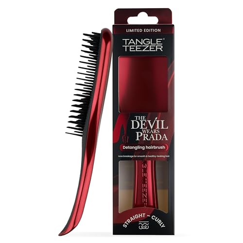 Tangle Teezer x The Devil Wears Prada Ultimate Detangler HaarbürsteNasses & Trockenes HaarEntwirrungsbürste für Alle HaartypenZweistufige Borsten Reduzieren Haarbruch & Knoten rotes Chrom-Finish